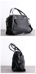 Womens Nylon Leather Gym Tote Purse Womens Black Nylon Gym Purse Nylon Work Shoulder Purse for Ladies