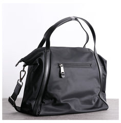 Womens Nylon Leather Gym Tote Purse Womens Black Nylon Gym Purse Nylon Work Shoulder Purse for Ladies