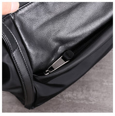 Womens Nylon Leather Gym Tote Purse Womens Black Nylon Gym Purse Nylon Work Shoulder Purse for Ladies