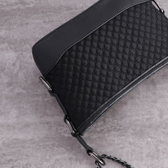 Womens Nylon Leather Shoulder Purse Womens Black Diamond Nylon Chain Shoulder Purse Nylon Chain Purse for Ladies