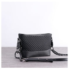 Womens Nylon Leather Shoulder Purse Womens Black Diamond Nylon Chain Shoulder Purse Nylon Chain Purse for Ladies