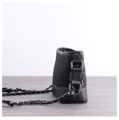 Womens Nylon Leather Shoulder Purse Womens Black Diamond Nylon Chain Shoulder Purse Nylon Chain Purse for Ladies