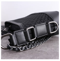 Womens Nylon Leather Shoulder Purse Womens Black Diamond Nylon Chain Shoulder Purse Nylon Chain Purse for Ladies