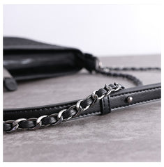 Womens Nylon Leather Shoulder Purse Womens Black Diamond Nylon Chain Shoulder Purse Nylon Chain Purse for Ladies