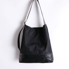 Womens Nylon Leather Shoulder Tote Womens Black Nylon Totes Purse Nylon Tote Purse for Ladies