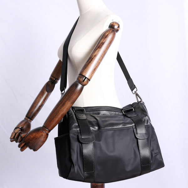 Womens Nylon Leather Shoulder Travel Bag Womens - Back View