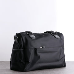 Womens Nylon Leather Shoulder Travel Bag Womens Black Nylon Gym Purse Nylon Duffle Handbag Purse for Ladies