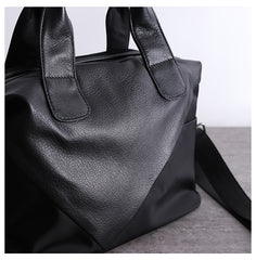 Womens Nylon Leather Small Handbags Womens Black Nylon Shoulder Purse for Ladies