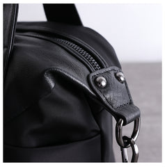 Womens Nylon Leather Small Handbags Womens Black Nylon Shoulder Purse for Ladies