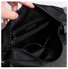 Womens Nylon Leather Small Shoulder Purse Womens Black Nylon Crossbody Purse Nylon Work Shoulder Purse for Ladies