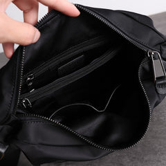 Womens Nylon Leather Small Shoulder Purse Womens Black Nylon Crossbody Purse Nylon Work Shoulder Purse for Ladies