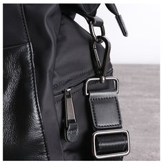 Womens Nylon Leather Travel Handbag Womens Black Nylon Gym Purse Nylon Work Handbag Purse for Ladies