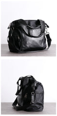 Womens Nylon Leather Travel Handbag Womens Black Nylon Gym Purse Nylon Work Handbag Purse for Ladies