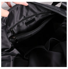Womens Nylon Leather Travel Handbag Womens Black Nylon Gym Purse Nylon Work Handbag Purse for Ladies