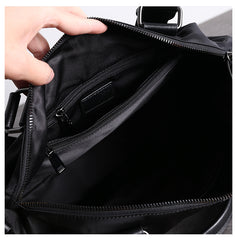 Womens Nylon Leather Travel Shoulder Handbags Womens Black Nylon Gym Purse Nylon Work Handbag Purse for Ladies