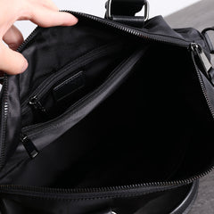 Womens Nylon Leather Travel Shoulder Handbags Womens Black Nylon Gym Purse Nylon Work Handbag Purse for Ladies