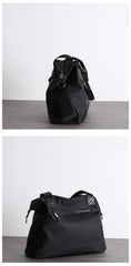 Womens Nylon Leather Work Handbags Mens Black Nylon 14'' Laptop Shoulder Purse for Ladies