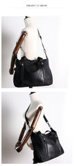 Womens Nylon Leather Work Handbags Mens Black Nylon 14'' Laptop Shoulder Purse for Ladies