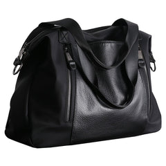 Womens Nylon Leather Work Handbags Mens Black Nylon 14'' Laptop Shoulder Purse for Ladies