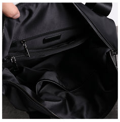 Womens Nylon Leather Work Handbags Mens Black Nylon 14'' Laptop Shoulder Purse for Ladies