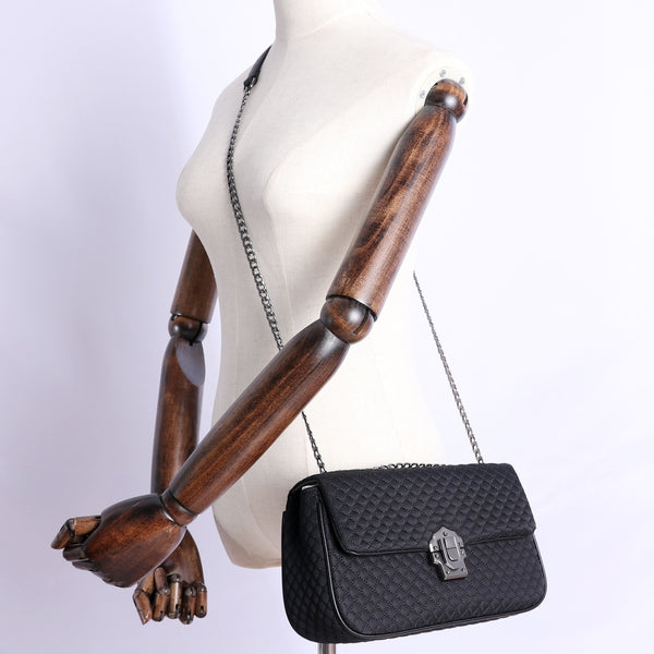 Womens Nylon Mini Shoulder Purse Womens Black - Back View