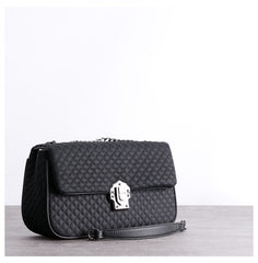 Womens Nylon Mini Shoulder Purse Womens Black Diamond Nylon Chain Shoulder Purse Nylon Chain Purse for Ladies