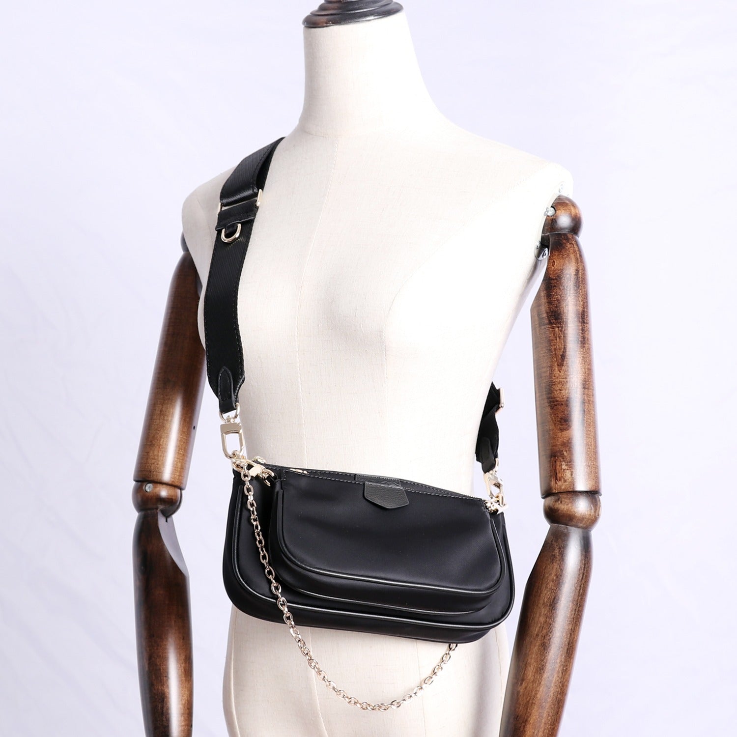 Womens Nylon Mini Shoulder Purse Womens Black Nylon Chain Shoulder Purse Nylon Chain Purse for Ladies