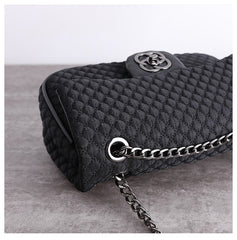 Womens Nylon Shoulder Purses Womens Black Diamond Nylon Chain Shoulder Purse Nylon Chain Purse for Ladies