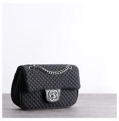 Womens Nylon Shoulder Purses Womens Black Diamond Nylon Chain Shoulder Purse Nylon Chain Purse for Ladies