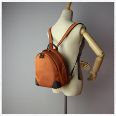 Womens Nylon Small Backpack Purse Orange Best Mini Backpack Purse Nylon Rucksack for Ladies