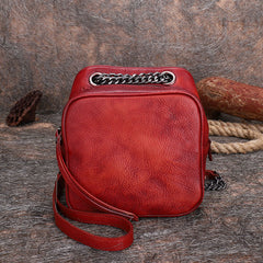 Womens Green Leather Cube Small Side Bag Mini Shoulder Bag Best Square Crossbody Purse for Ladies