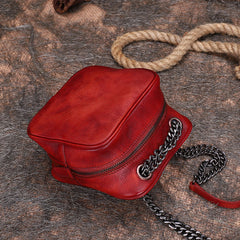 Womens Green Leather Cube Small Side Bag Mini Shoulder Bag Best Square Crossbody Purse for Ladies
