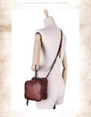 Womens Green Leather Cube Small Side Bag Mini Shoulder Bag Best Square Crossbody Purse for Ladies