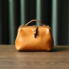 Womens Yellow Leather Doctor Handbag Purses Classic Handmade Yellow Doctor Crossbody Purse for Women