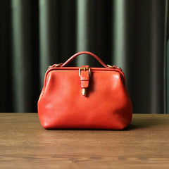 Womens Red Leather Doctor Handbag Purses Classic Handmade Red Doctor Crossbody Purse for Women