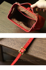 Womens Red Leather Doctor Handbag Purses Classic Handmade Red Doctor Crossbody Purse for Women