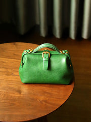 Womens Green Leather Doctor Handbag Purses Classic Handmade Green Doctor Crossbody Purse for Women