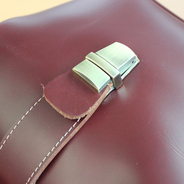Womens Red Leather Doctor Handbags Shoulder Purse - Back View