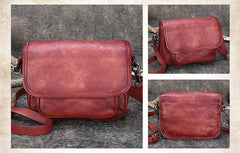 Womens Red Leather Flip Side Bag Best Shoulder Bag Small Crossbody Purse for Ladies