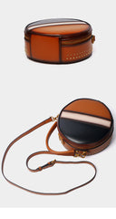 Womens Green Leather Round Handbag CONTRAST COLOR Crossbody Purse Green Round Shoulder Bag for Women