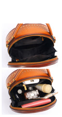 Womens Green Leather Round Handbag CONTRAST COLOR Crossbody Purse Green Round Shoulder Bag for Women