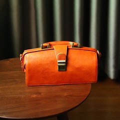 Womens Dark Brown Leather Doctor Handbag Purses Vintage Handmade Doctor Crossbody Purse for Women