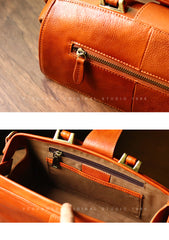 Womens Dark Brown Leather Doctor Handbag Purses Vintage Handmade Doctor Crossbody Purse for Women