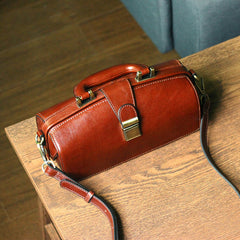 Womens Black Leather Doctor Handbag Purses Vintage Handmade Doctor Crossbody Purse for Women