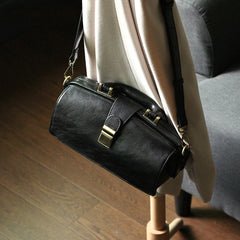 Womens Dark Brown Leather Doctor Handbag Purses Vintage Handmade Doctor Crossbody Purse for Women
