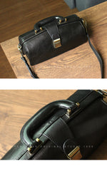 Womens Dark Brown Leather Doctor Handbag Purses Vintage Handmade Doctor Crossbody Purse for Women