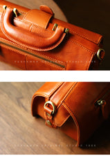 Womens Black Leather Doctor Handbag Purses Vintage Handmade Doctor Crossbody Purse for Women