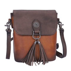 Vintage Small Leather Womens Vertical Shoulder Bag - Chain Detail