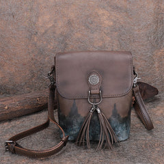 Vintage Small Leather Womens Vertical Shoulder Bag - Stitching Detail