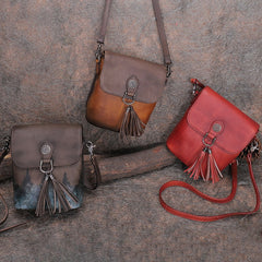 Vintage Small Red Leather Womens Vertical Shoulder - Overall View